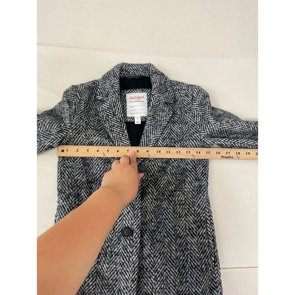 Cat & Jack Girls Herringbone Coat Black & Cream Size XS NWT